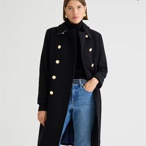 J Crew Warwick Coat NWT- Chic Black Double-Breasted Coat with Gold Buttons